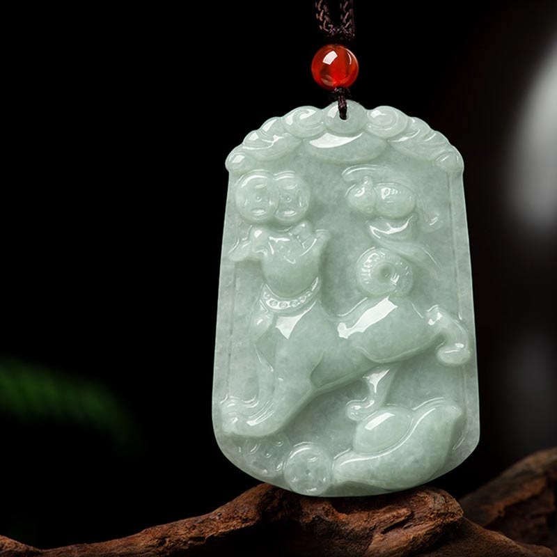 KarmaRipple's Authentic Jade 12 Chinese Zodiac Abundance Amulet Necklace Pendant p39