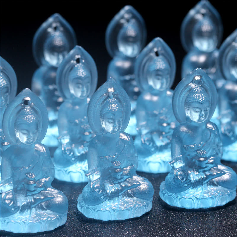 KarmaRipple's Blue Tathagata Buddha Medicine Buddha Liuli Gemstone Serenity Amulet Pendant Necklace p15