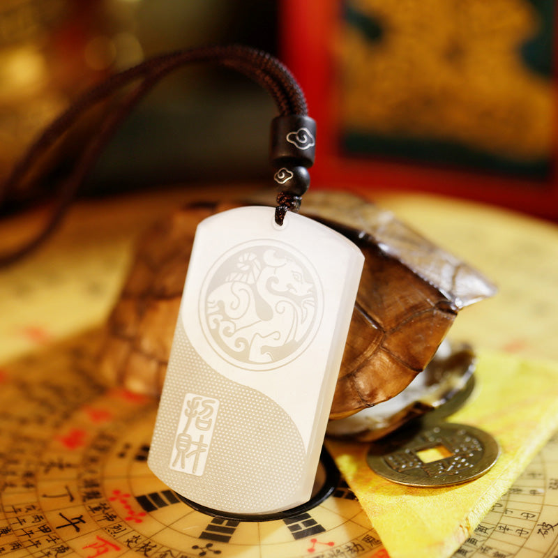 KarmaRipple's Ivory Jade PiXiu Yin Yang Fortune Protection Pendant Necklace p7