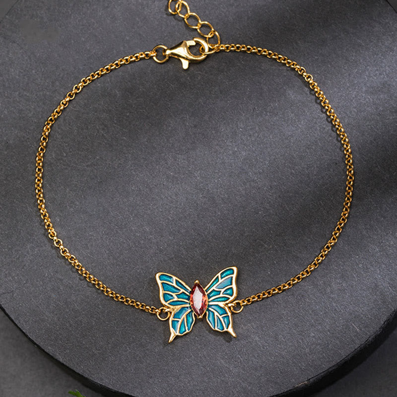 KarmaRipple's 925 Sterling Silver Butterfly Zircon Love Chain Bracelet p2