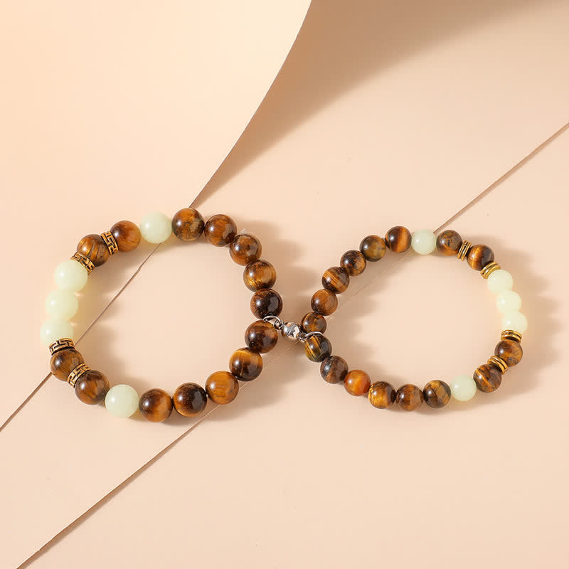 KarmaRipple's 2Pcs Tiger Eye Glowstone Luminous Bead Protection Pair Bracelet p5