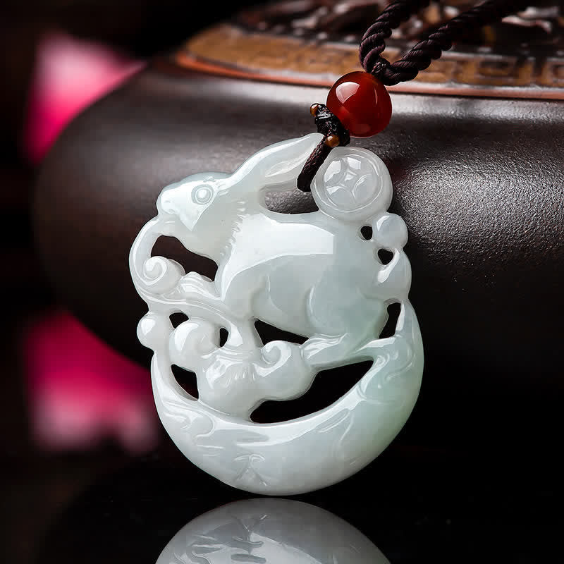 KarmaRipple's Year of the Rabbit Ivory Jade Crescent Moon Protection Pendant Necklace p10