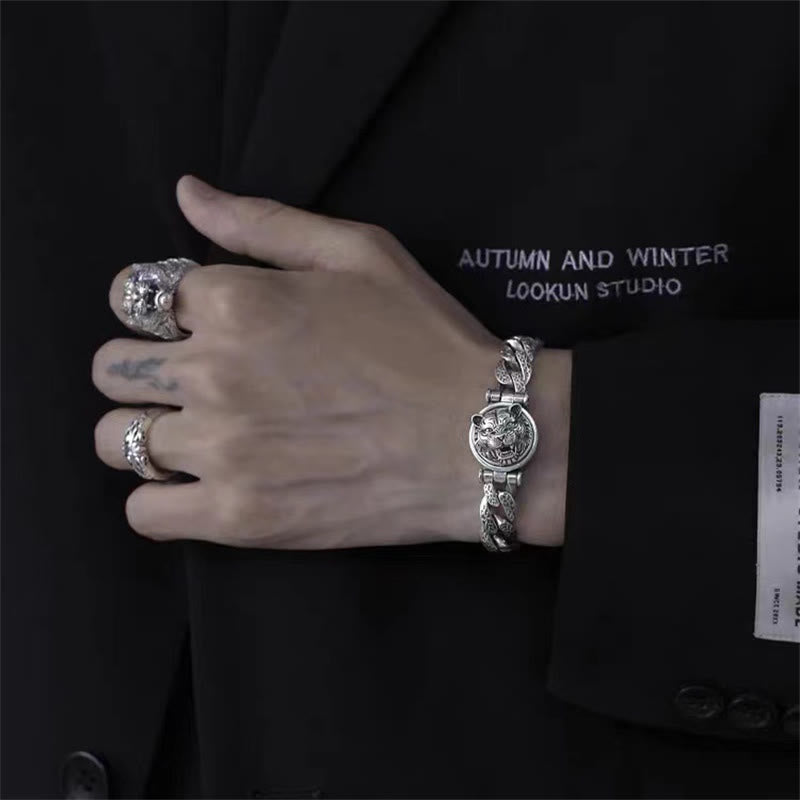 KarmaRipple's Tiger Tang Dynasty Flower Design Engraved Fortune Energy Bracelet p8