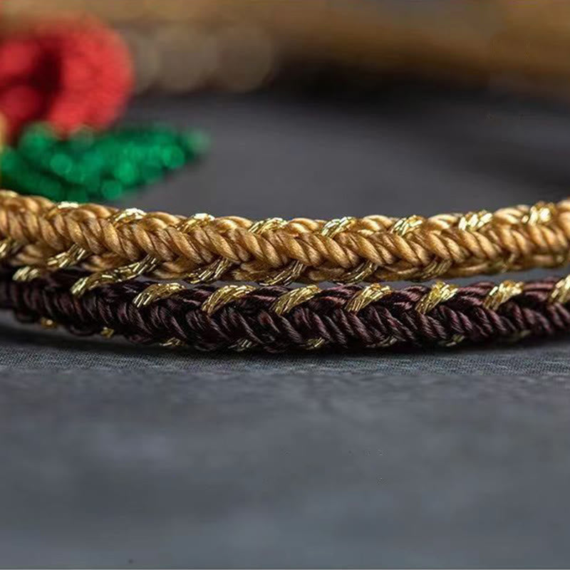 KarmaRipple's Rose Flower Rope Eight Thread Peace Weave Fortune Handmade Bracelet p5