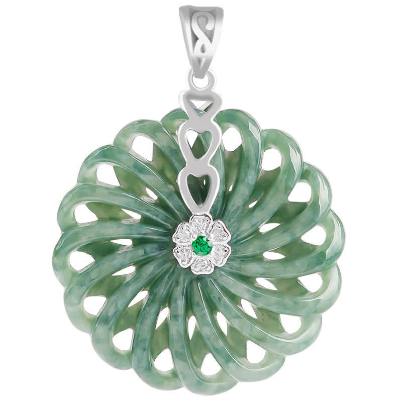 KarmaRipple's 925 Sterling Silver Authentic Round Jade Peace Buckle Abundance Pendant Necklace p5