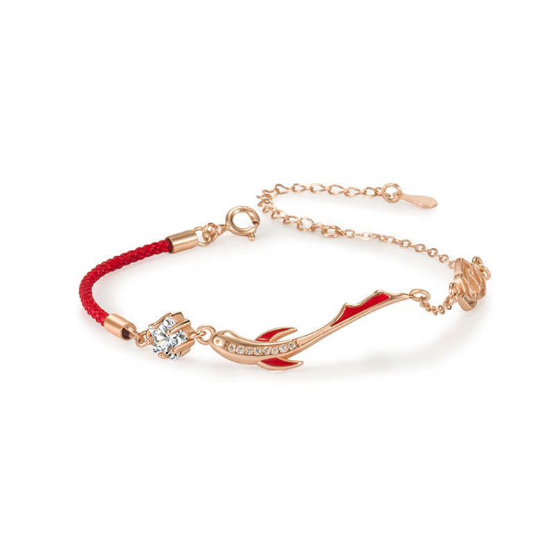 KarmaRipple's 925 Sterling Silver Fortune Koi Fish Lotus Star Woven Red String Bracelet p14