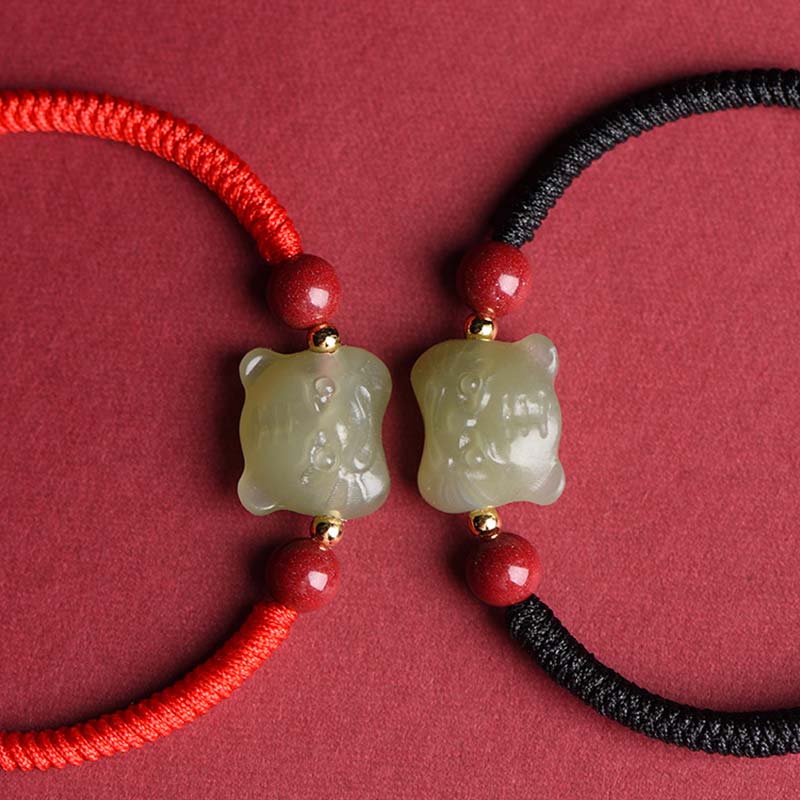 KarmaRipple's Jade Cinnabar Fortunate Tiger String Bracelet p9