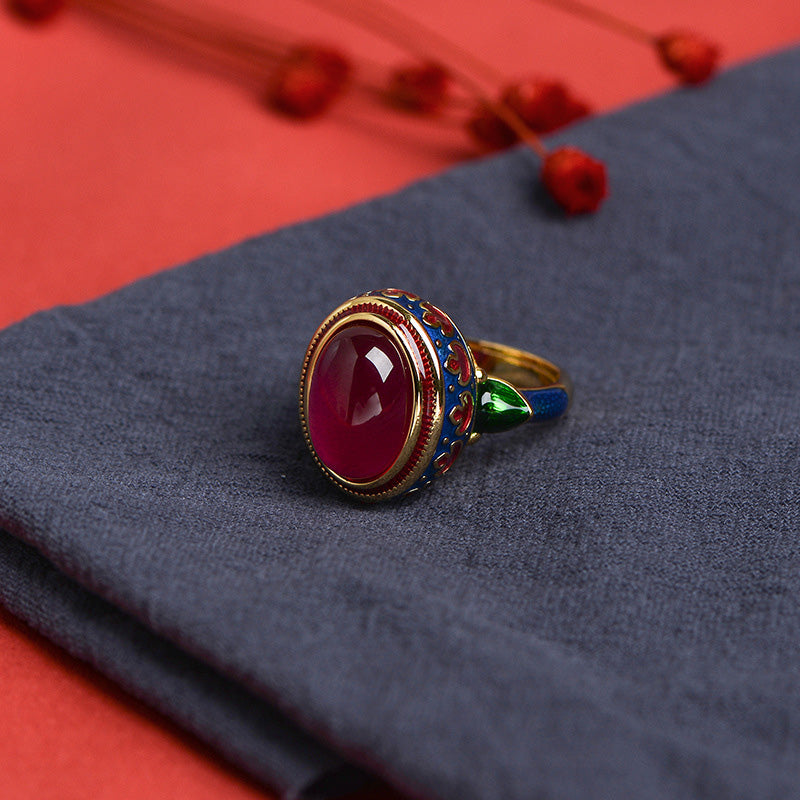 KarmaRipple's 925 Sterling Silver Red Corundum Courage Ring p3