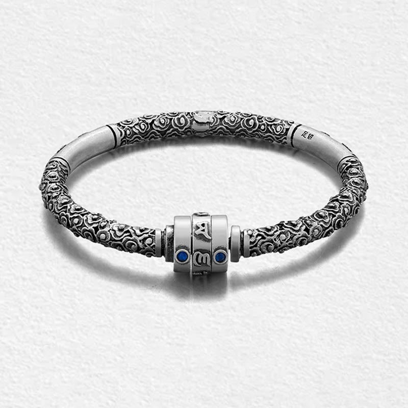 KarmaRipple's 990 Sterling Silver Tibetan Auspicious Clouds Om Mani Padme Hum Engraved Creativity Bracelet Bangle p7