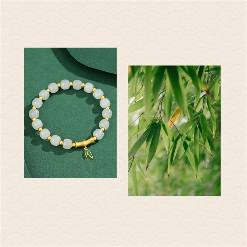 KarmaRipple's 925 Sterling Silver Hetian Ivory Jade Bamboo Fortune Bracelet p10