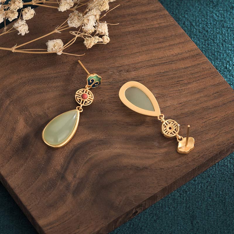 KarmaRipple's FengShui Jade Double Happiness Fortune Earrings p4