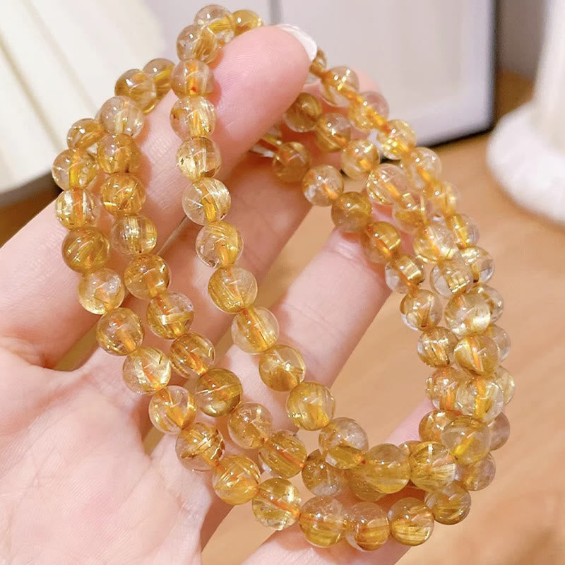 KarmaRipple's Authentic Gold Rutilated Quartz Sun Stone Kyanite Wealth Bracelet p5