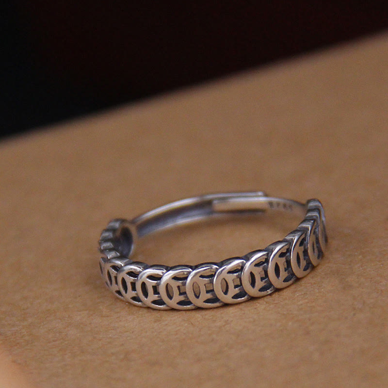 KarmaRipple's Vintage Bronze Coin Design Fortune Adjustable Ring p11