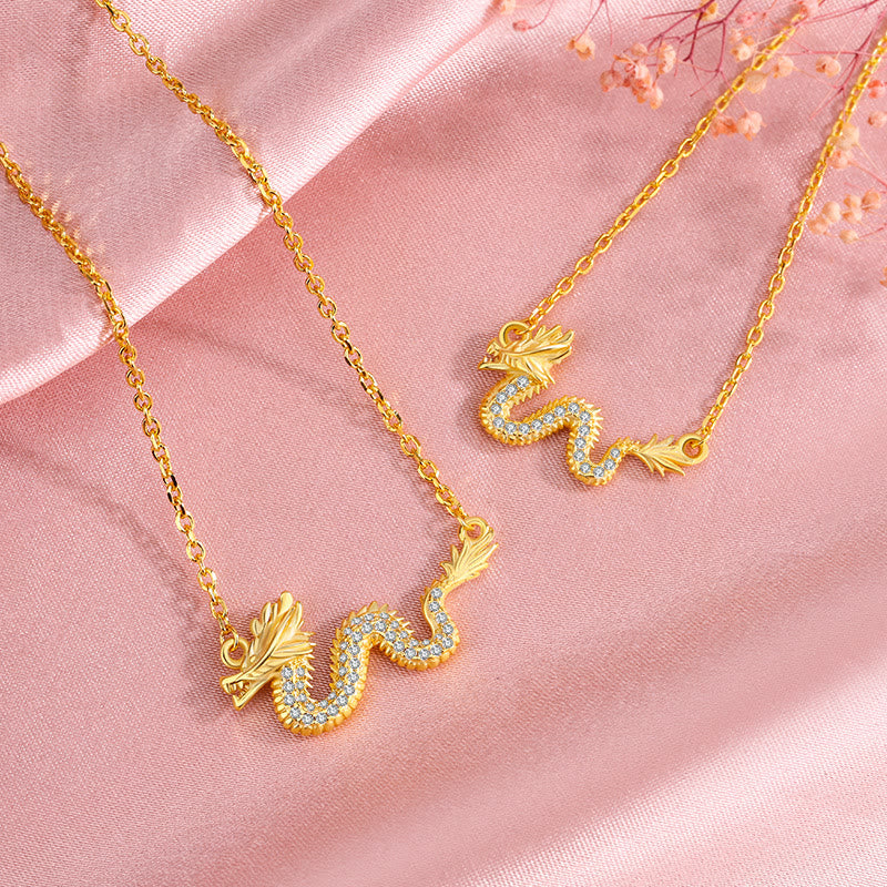 KarmaRipple's 925 Sterling Silver Year Of The Dragon Auspicious Golden Dragon Fortune Chain Pendant Necklace p5