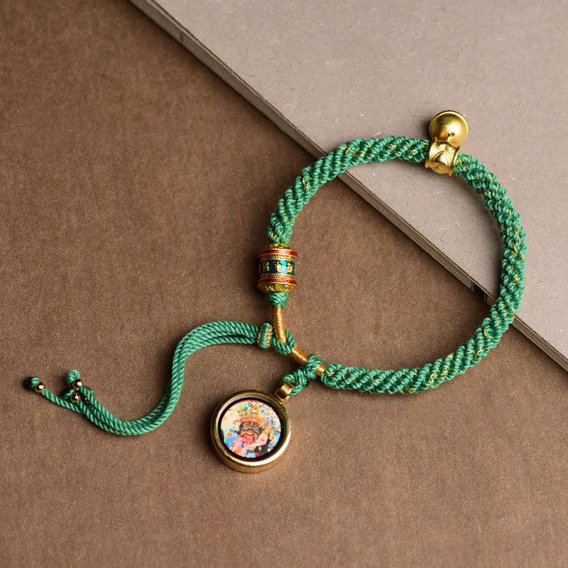 KarmaRipple's Tibetan Five God Of Wealth Thangka Fortune Prayer Wheel Bell Braid String Bracelet p18