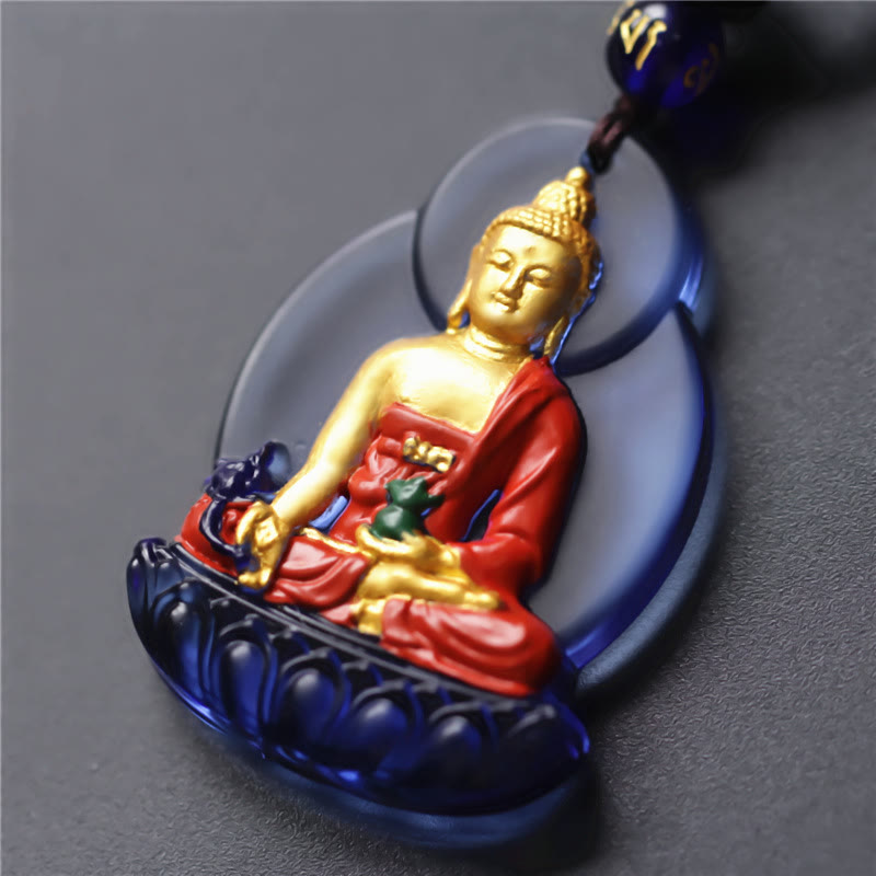 KarmaRipple's Tibet Medicine Buddha Liuli Gemstone Compassion Pendant Necklace p11