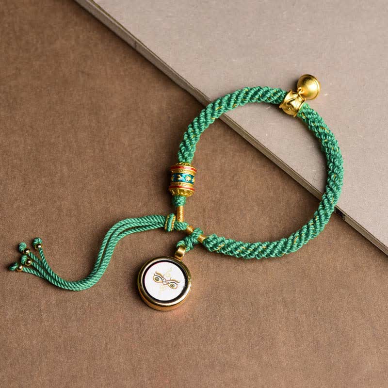 KarmaRipple's Tibetan Five God Of Wealth Thangka Fortune Prayer Wheel Bell Braid String Bracelet p14
