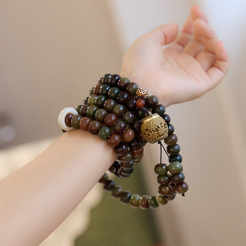 KarmaRipple's 108 Mala Beadwork Dunhuang Color Bodhi Seed Dzi Bead Keep Away Evil Spirits Bracelet p8