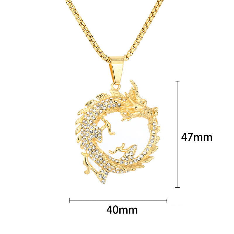 KarmaRipple's Chinese Zodiac Dragon Pattern Success Pendant Necklace p5