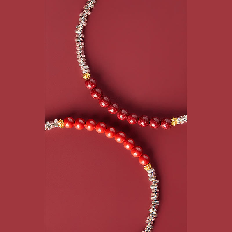 KarmaRipple's 925 Sterling Silver Cinnabar Fu Character Blessing Bracelet p10