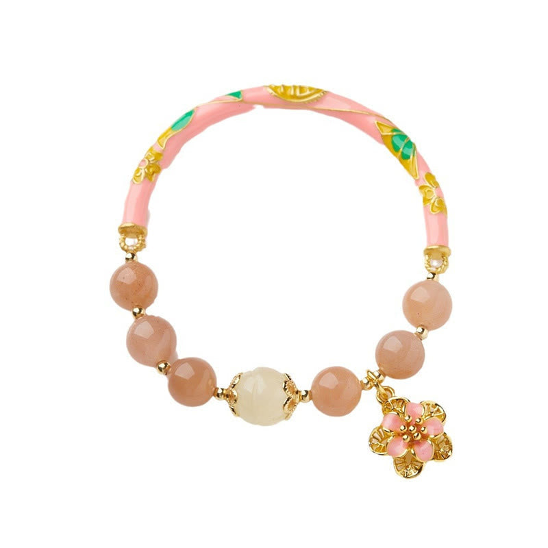 KarmaRipple's Authentic Sun Stone Golden Silk Jade Flower Talisman Wealth Bracelet Bangle p8