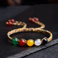 KarmaRipple's Colorful Agate Metal Wood Water Fire Earth Five Elements String Bracelet