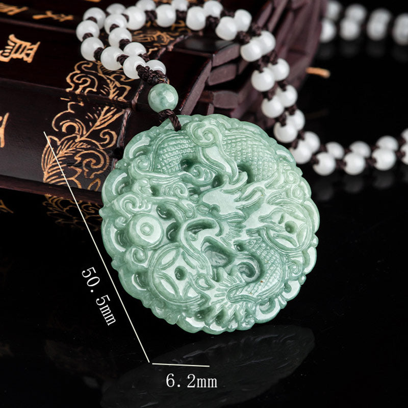 KarmaRipple's Chinese Zodiac Dragon Jade Fortune Pendant String Necklace p8