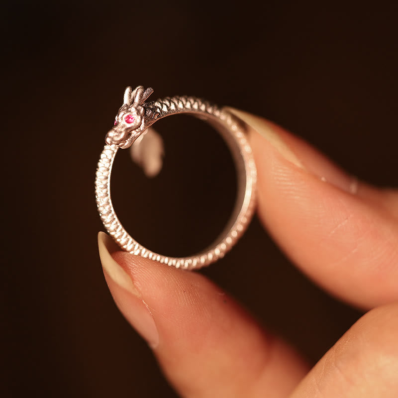 KarmaRipple's 925 Sterling Silver Vintage Year of the Dragon Fortune Protection Strength Adjustable Ring p16