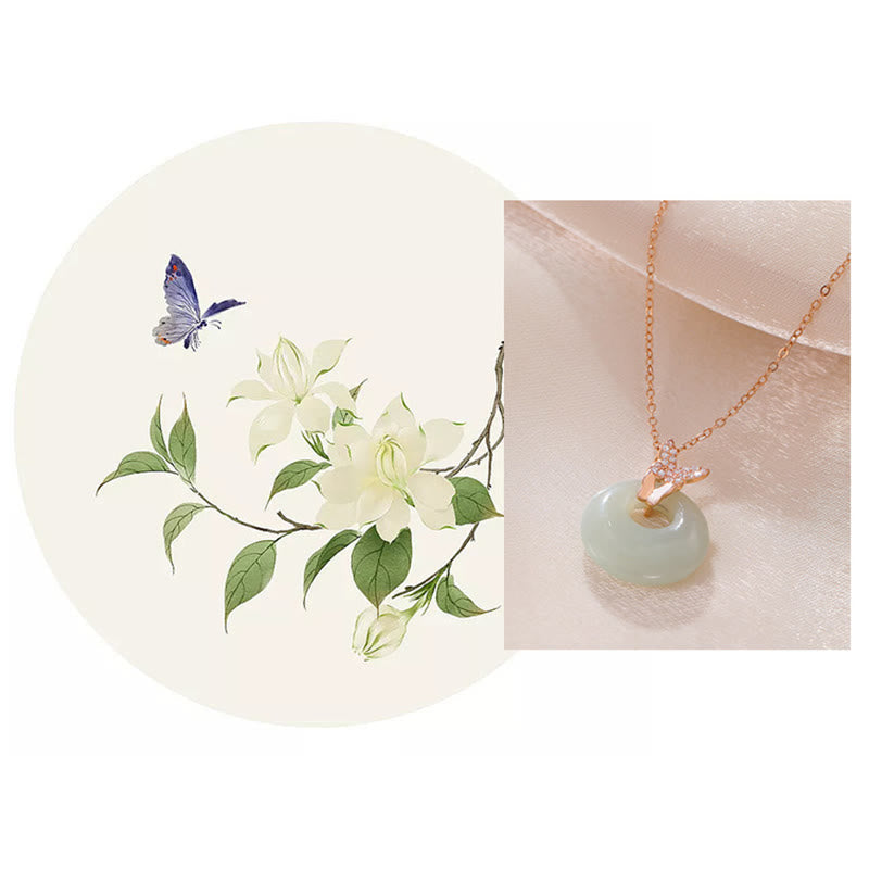 KarmaRipple's 925 Sterling Silver Authentic Hetian Jade Zircon Butterfly Fortune Pendant Necklace p6