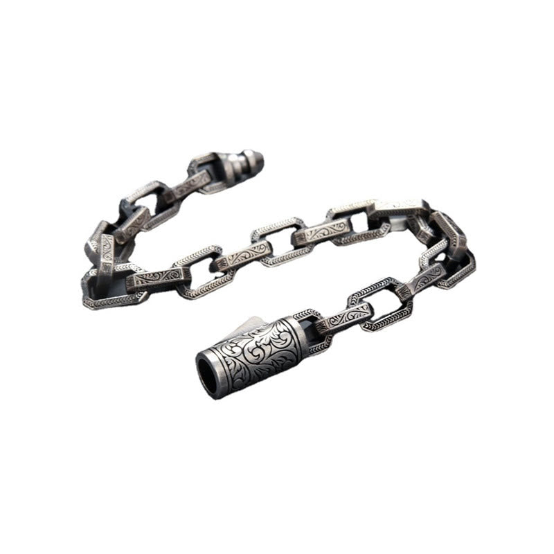 KarmaRipple's Vintage Tang Dynasty Flower Design Engraved Fortune Energy Bracelet p6