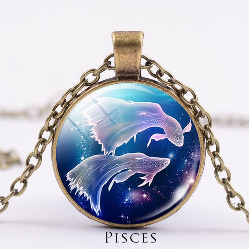 KarmaRipple's 12 Constellations of the Zodiac Moon Starry Sky Protection Blessing Pendant Necklace p30