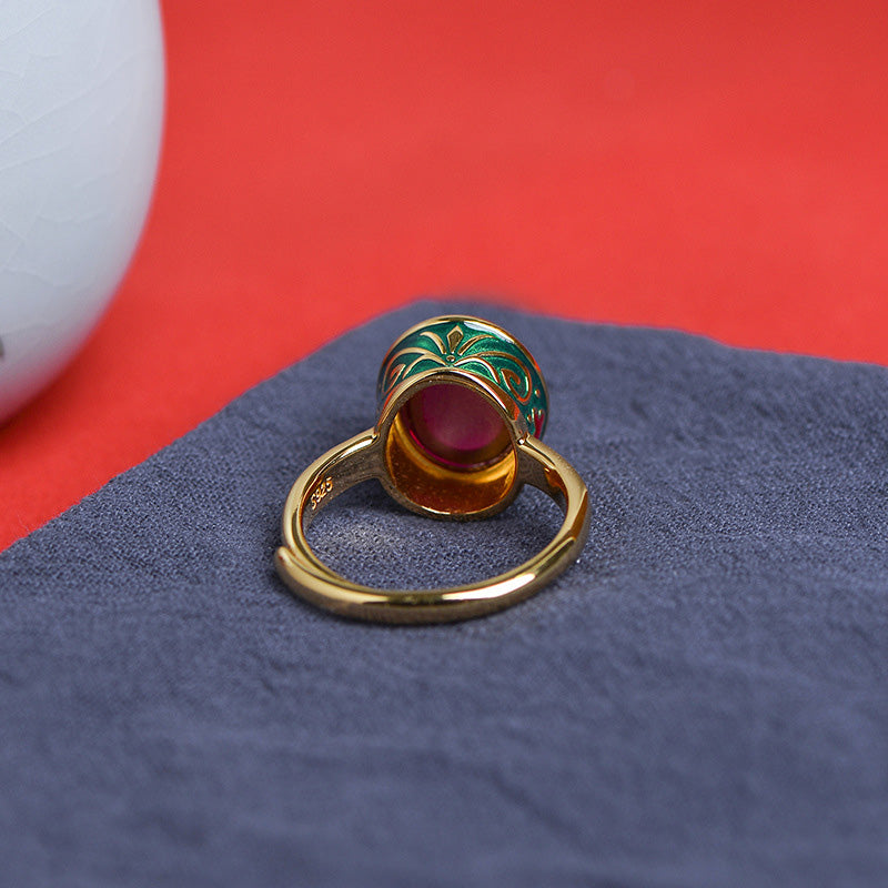 KarmaRipple's 925 Sterling Silver Red Corundum Courage Ring p13