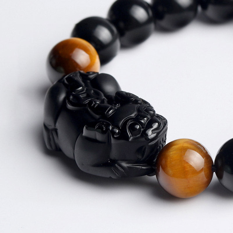 KarmaRipple's FengShui PiXiu Rainbow Obsidian Tiger Eye Wealth Bracelet p5