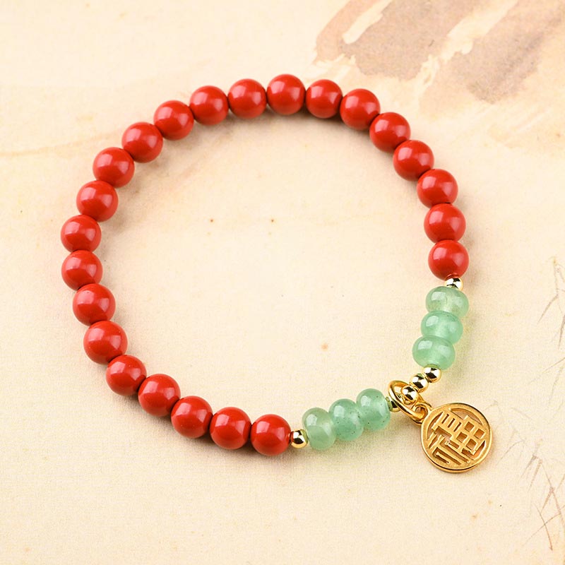 KarmaRipple's Tibetan Cinnabar Green Aventurine Fortune Bracelet Pendant p1