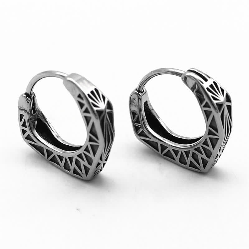 KarmaRipple's Viking Hoop Titanium Steel Balance Earrings p5