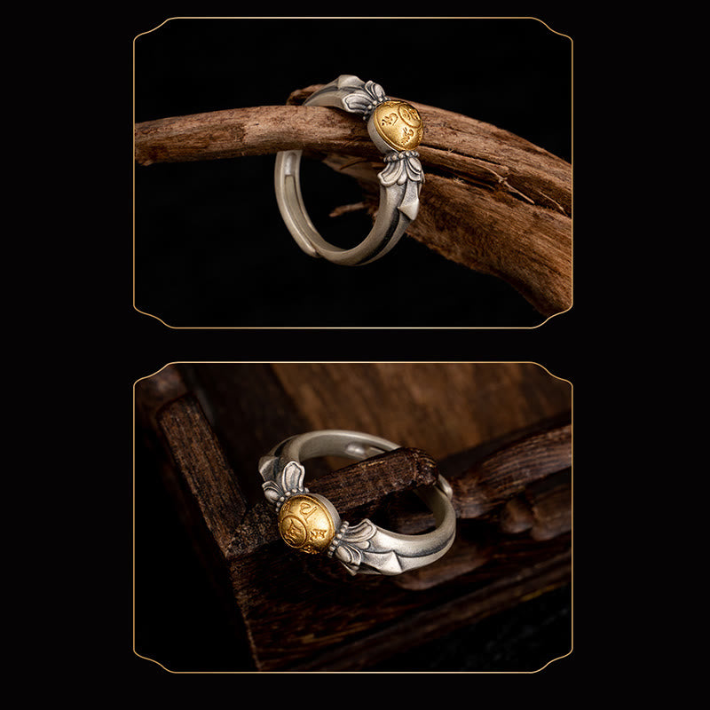 KarmaRipple's 925 Sterling Silver Manjusri Mantra Om Mani Padme Hum Peace Adjustable Ring p5