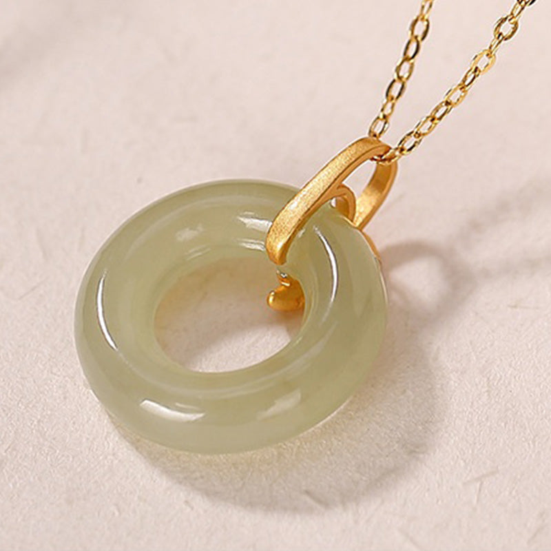 KarmaRipple's 925 Sterling Silver Cyan Jade Peace Buckle Bamboo Leaf Balance Pendant Necklace p8