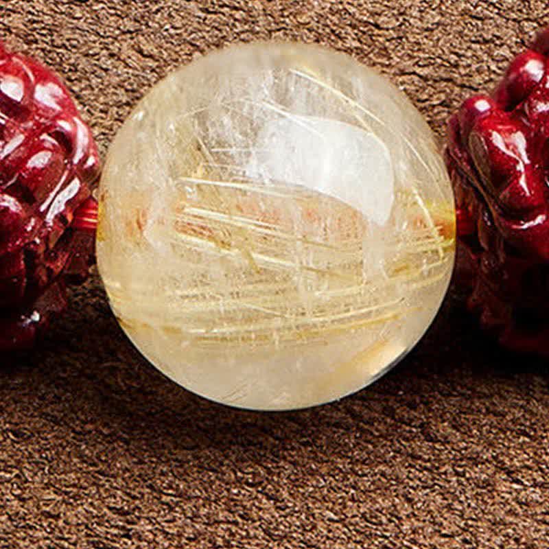 KarmaRipple's Gold Sheen Obsidian PiXiu Cinnabar Om Mani Padme Hum Protection Bracelet p14