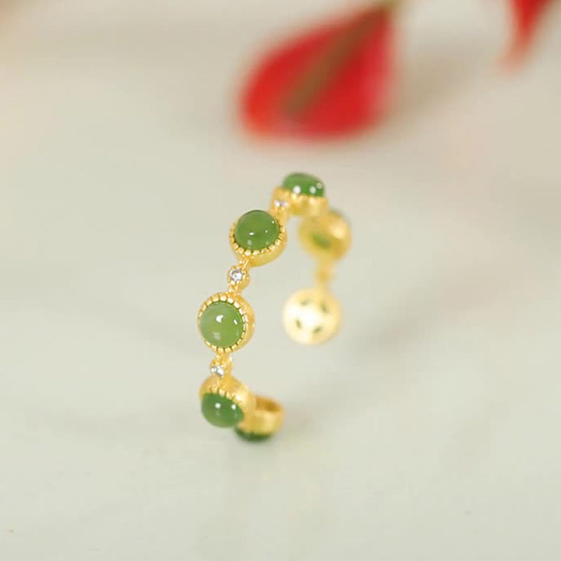 KarmaRipple's Cyan Jade Balancing Calm Adjustable Ring p2