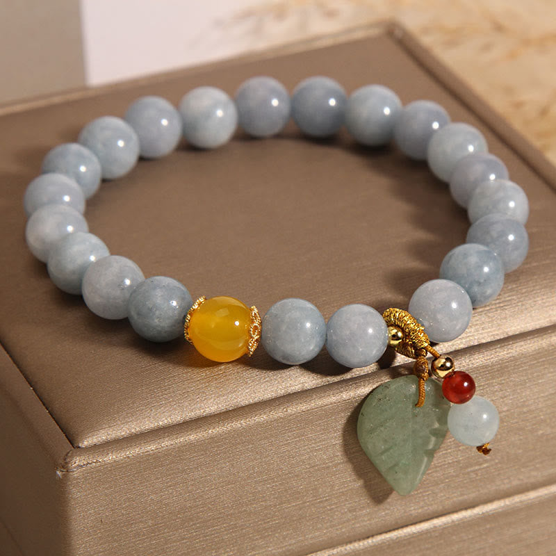 KarmaRipple's Aquamarine Jade Leaf Balancing Talisman Bracelet p3