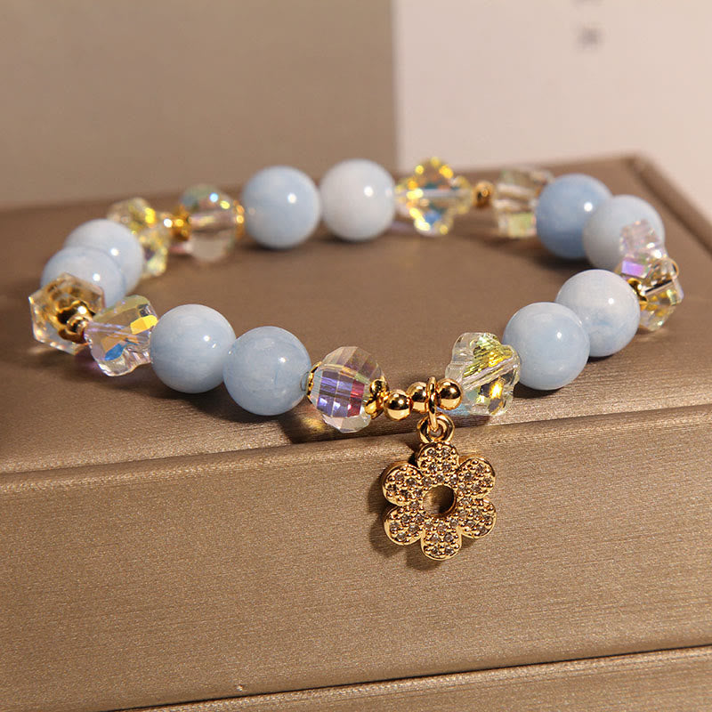 KarmaRipple's Authentic Aquamarine Flower Balancing Gemstone Bracelet p3