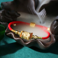 KarmaRipple's 999 Sterling Silver Om Mani Padme Hum Fortune Red String Bracelet