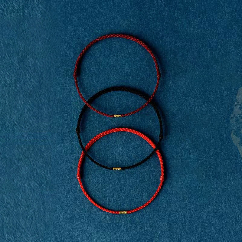 KarmaRipple's 925 Sterling Silver Fortunate Golden Bead Woven String Bracelet Anklet p4