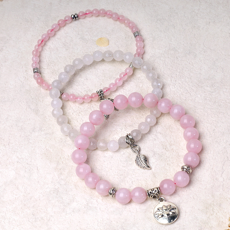 KarmaRipple's 3PCS Authentic Quartz Gemstone Beaded Balancing Energy Lotus Bracelet p23