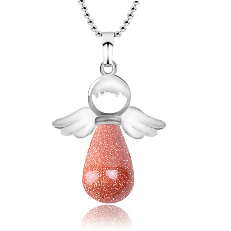 KarmaRipple's Little Angel Wings Authentic Gemstone Fortune Pendant Necklace p48