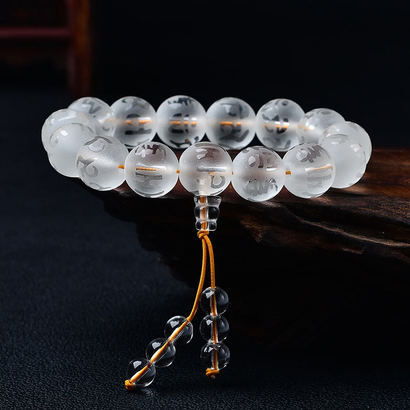 KarmaRipple's Tibet Ivory Gemstone Black Onyx Om Mani Padme Hum Meditation Bracelet p1