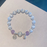 KarmaRipple's Cat's Eye Amethyst Fu Character Bell Talisman Support Bracelet