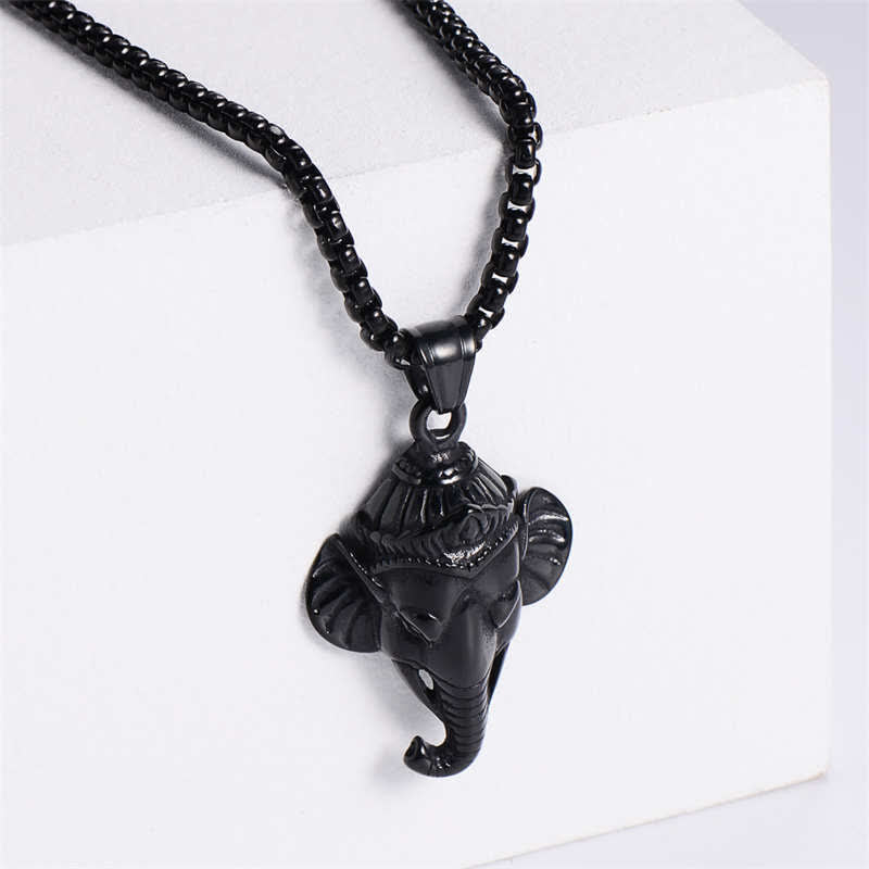 KarmaRipple's Ganesh Ganpati Elephant Titanium Steel Protection Necklace Pendant p3