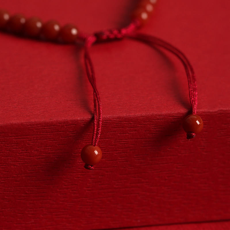 KarmaRipple's Authentic Red Agate Hetian Jade Double Peace Buckle Confidence Bracelet p6