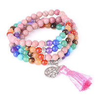 KarmaRipple's 108 Mala Beadwork Rhodonite Blue Gemstone Lazulite Balancing Bracelet